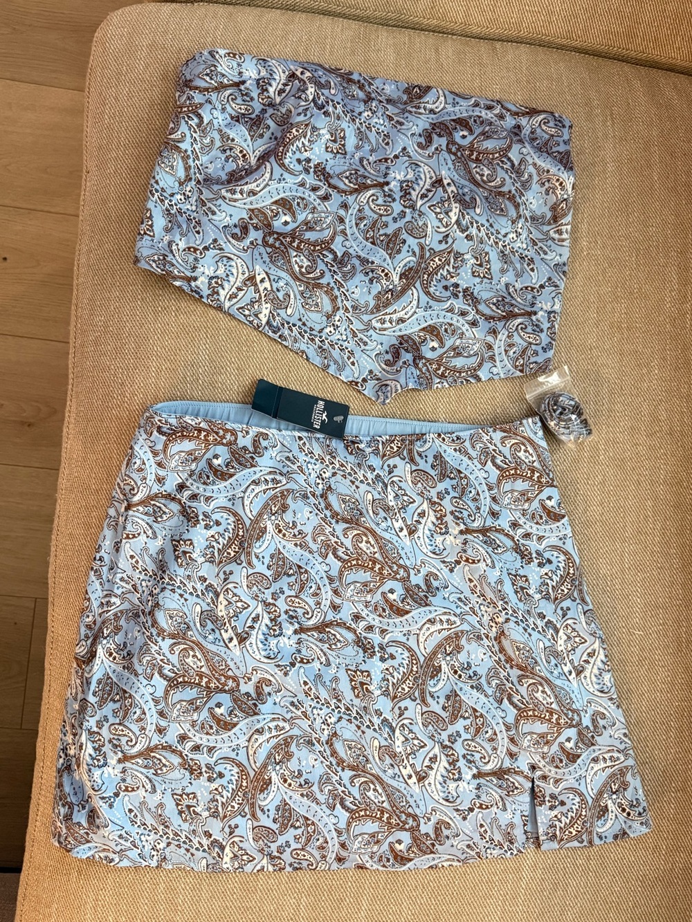 Hollister Blue and Brown Paisley Skirt Set